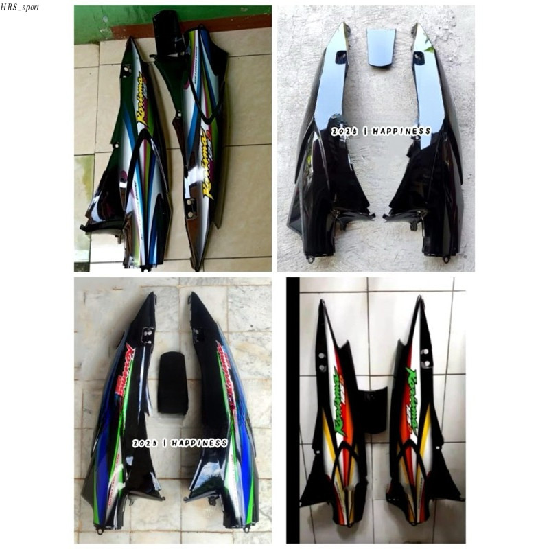 cover bodi KARISMA D 125 body belakang kanan kiri honda  karisma 125 D hitam plus striping 2003 2004