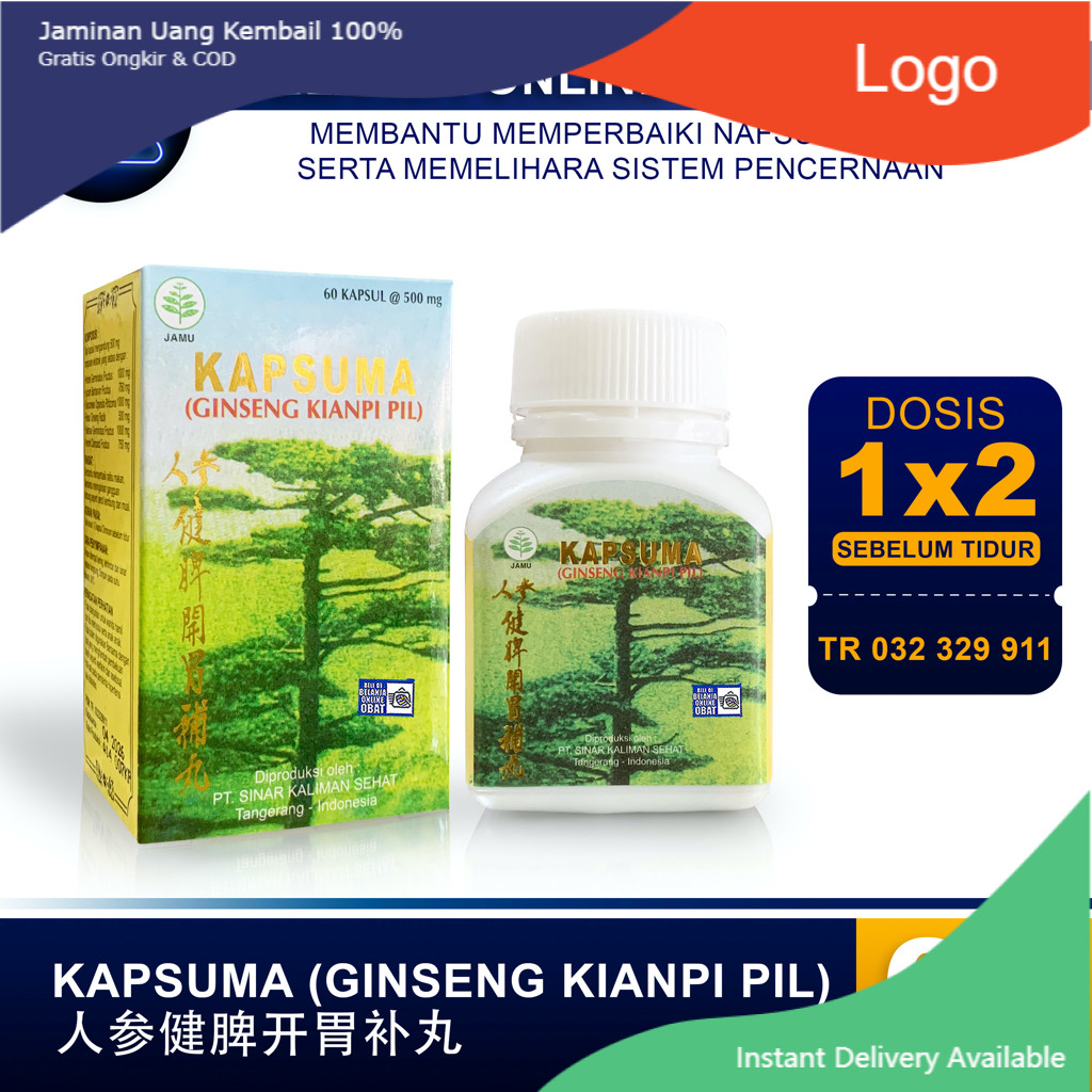 YANG ORI CUMA DISINI  KAPSUMA ( GINSENG KIANPI PIL ) // Penambah Nafsu Makan