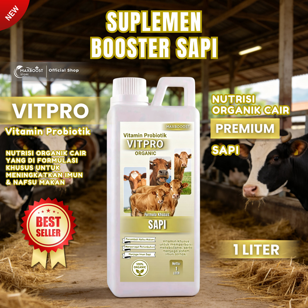 VITPRO SAPI – Suplemen Booster Penggemukan & Kesehatan Sapi Vitpro Suplemen Sapi | Penggemuk Sapi Al