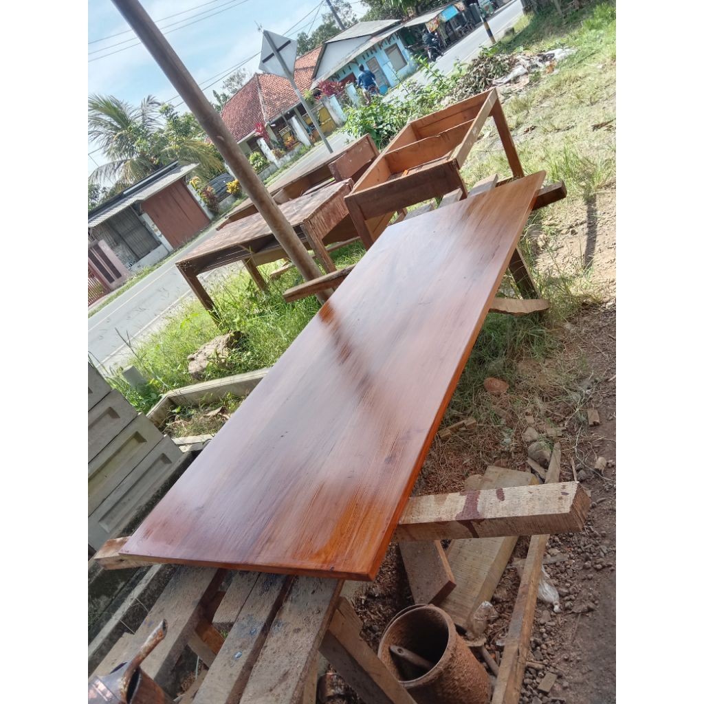 Top Table Papan ambalan bahan kayu mahoni ukuran custom