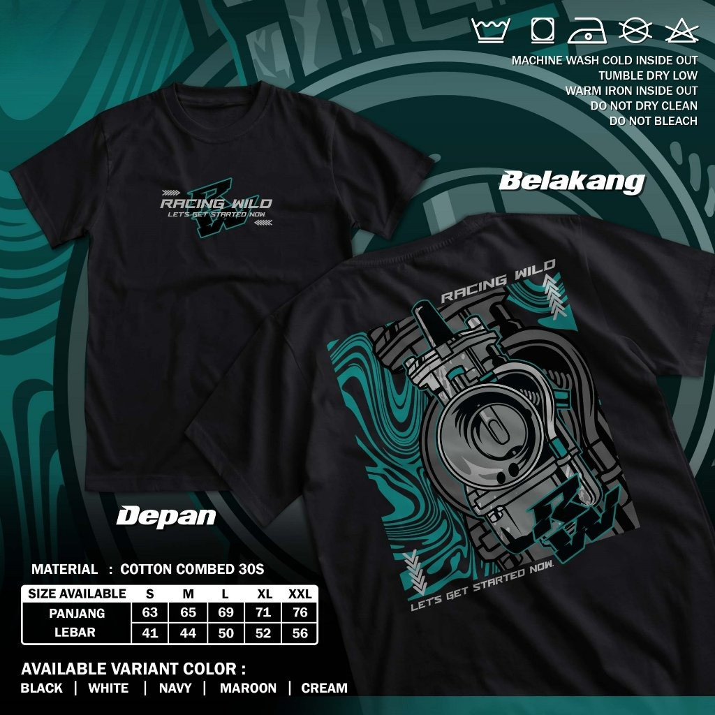 PL.OFC | Kaos Racing Wild Lets Get Started Now RW Karburator Baju Distro Motor Herex Tshirt Otomotif