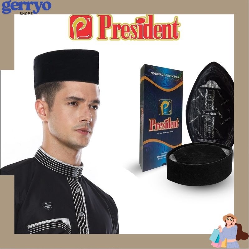 Songkok Peci President AC original 100% kopiah polos hitam peci president
