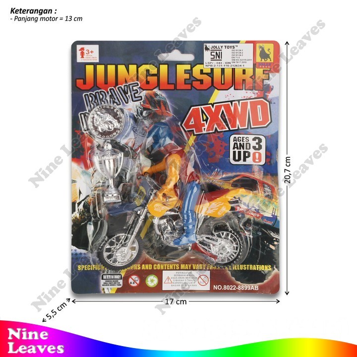 Mainan Anak Sepeda Motor Trail 13 cm F/W + Orang Junglesurf