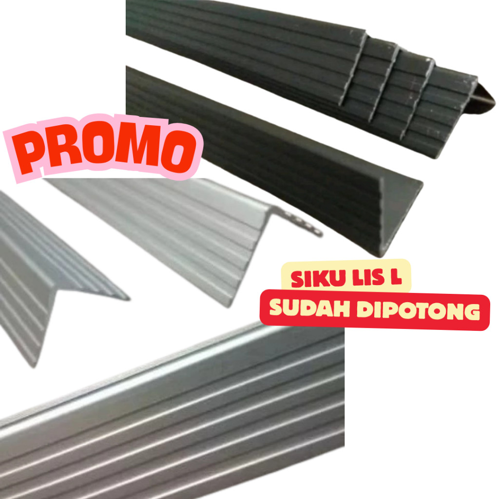 PROMO siku alumunium lis L hardcase alumunium WARNA HITAM SILVER SUDAH DIPOTONG