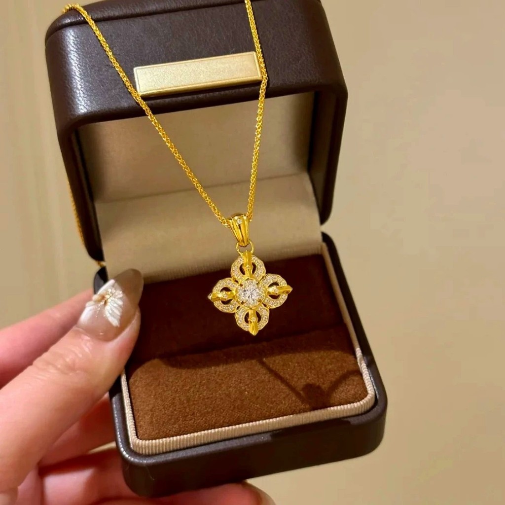 Perhiasan Kenangan Ratu COD  Kalung Liontin Salib Vajra Berlian Emas Pasir Kuno Gaya Cina Tren Nasio