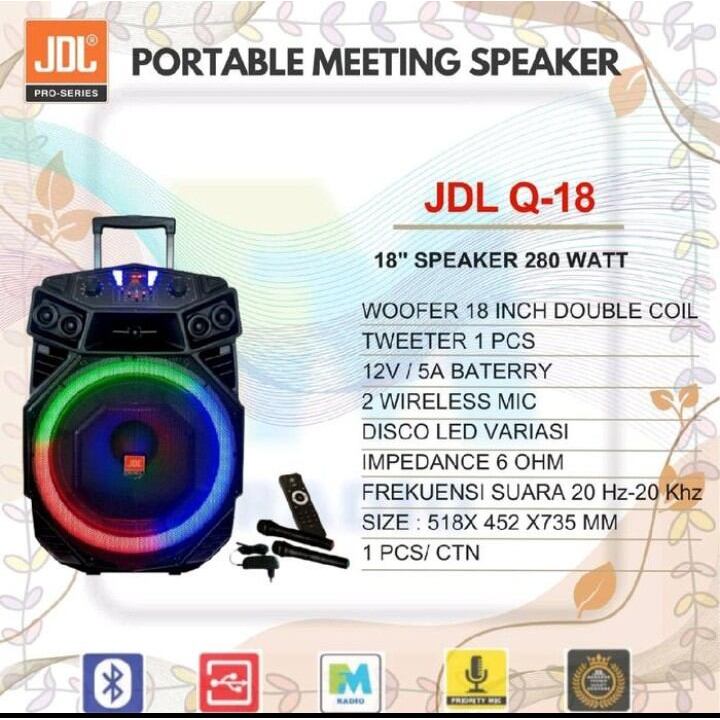 Speaker Portabel 18 inch JDL Q-18 Bluetooth Mic Wireless Original