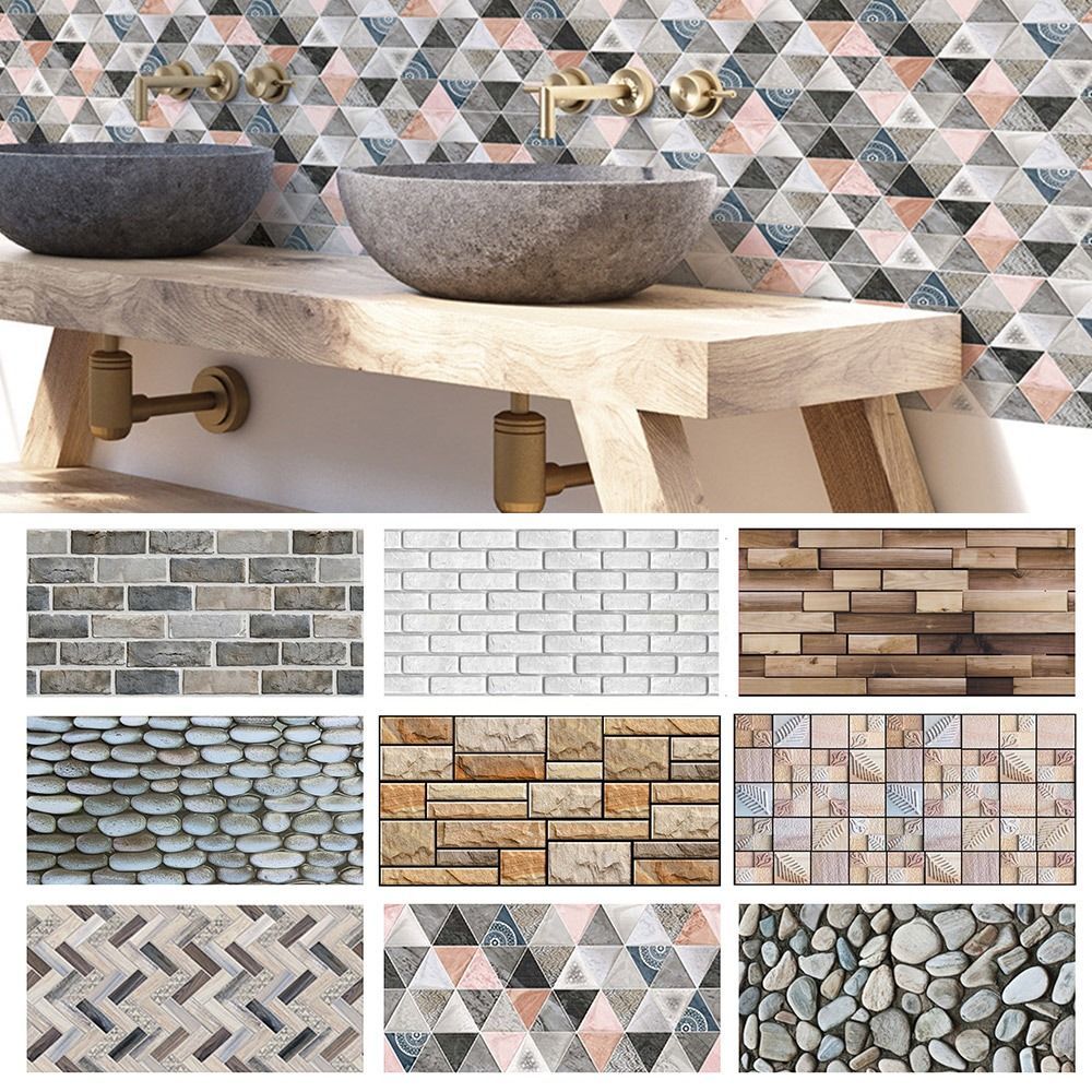 Mutlicolor 3D Brick Wall Sticker Waterproof Self Adhesive Wall Tile Sticker Thicken Renew Brick Wall