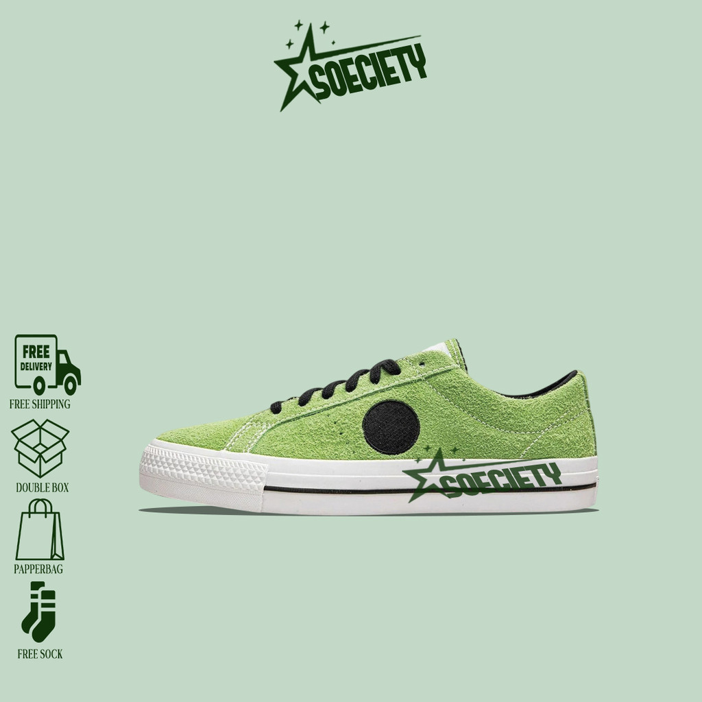 Sepatu Sneakers Converse Stussy X  One Star Pro Ox 8 Ball Green Flash White Black BNIB Unisex