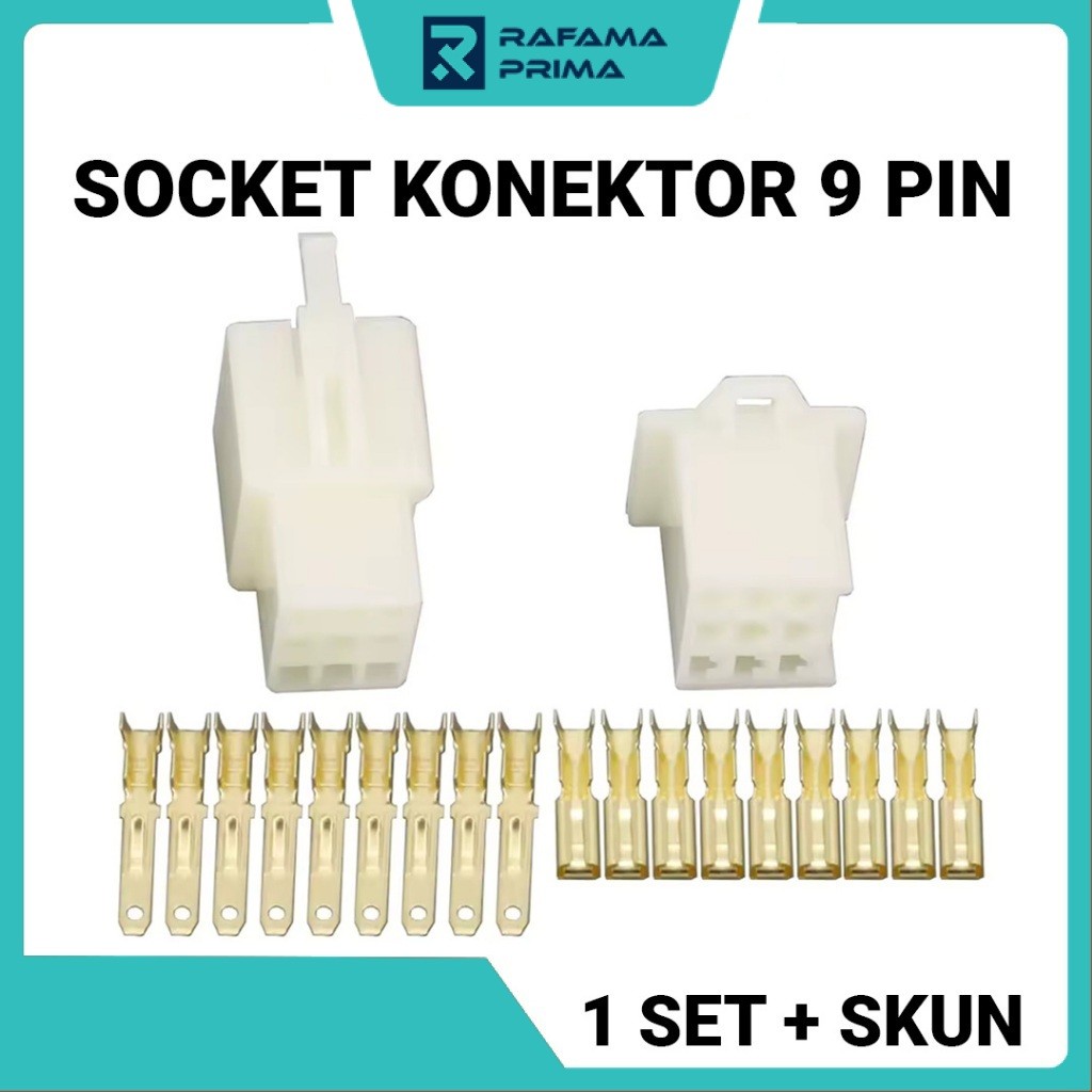 Soket Konektor Kabel 9 Pin Lengkap 1 set + Skun | Soket Motor | Soket Mobil | Konektor Kabel