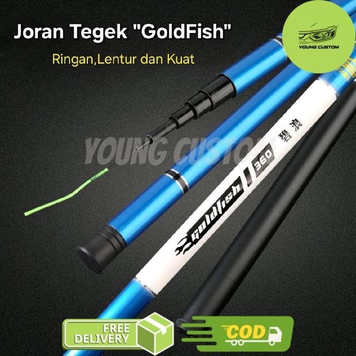 Joran Tegek GoldFish Fullset Size 2,7M - 7,2M Biru Putih Fishing Rod Murah Ringan - GoldFish 630, Jo