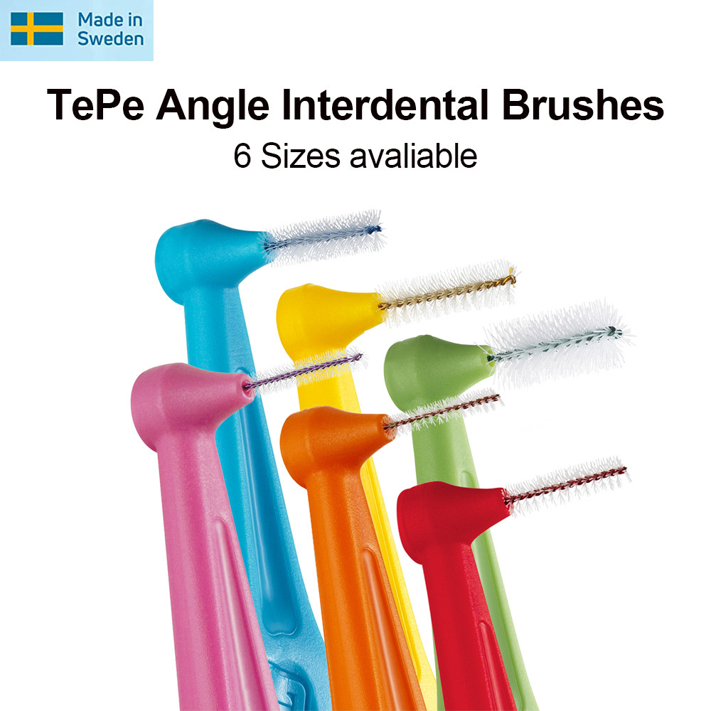 Tepe Interdental Brush Angle Dental Brushes For Teeth Gum Cleaning L Shape Long Handle Size 0 3 To 5
