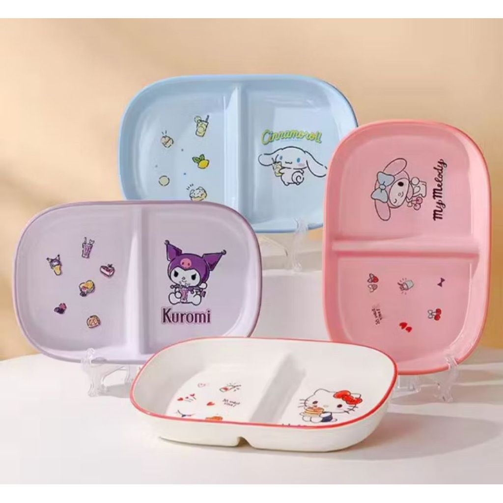 Piring Keramik Sanrio Snoopy Sekat 3 / Sekat 2 - Piring Keramik Sekat Karakter Snoopy Sanrio