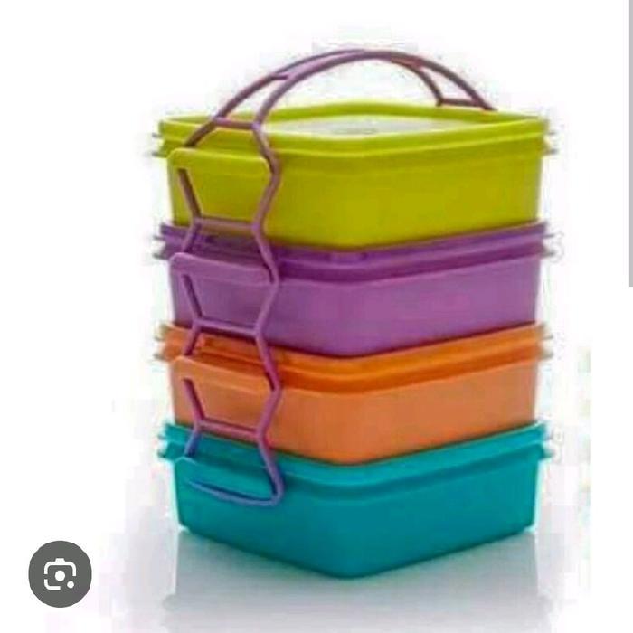 Kurnomisoft Carry all set tupperware / rantang tupperware 4 susun - 4 warna