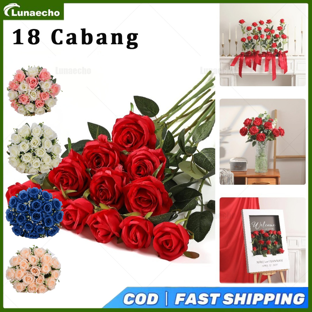 Vas Pernikahan Mewah 18 Cabang Emas Tempat Lilin Kristal Gantungan Crystal Set Dekorasi Meja Tamu Bu