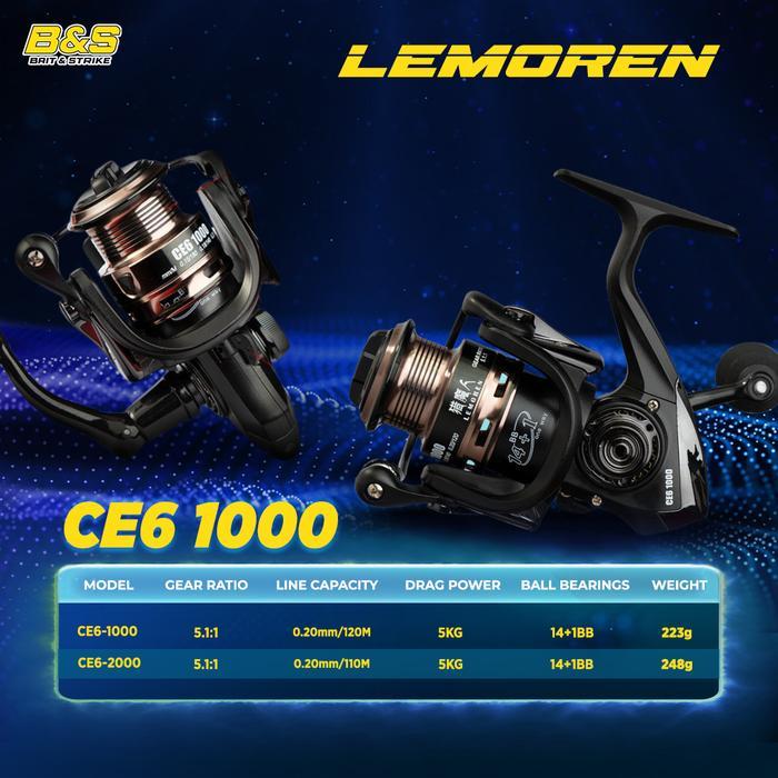 Reel LEMOREN pancing Ukuran CE6-1000 bahan paduan Alumunium putaran halus gear rasio 5.1:1 max drag 