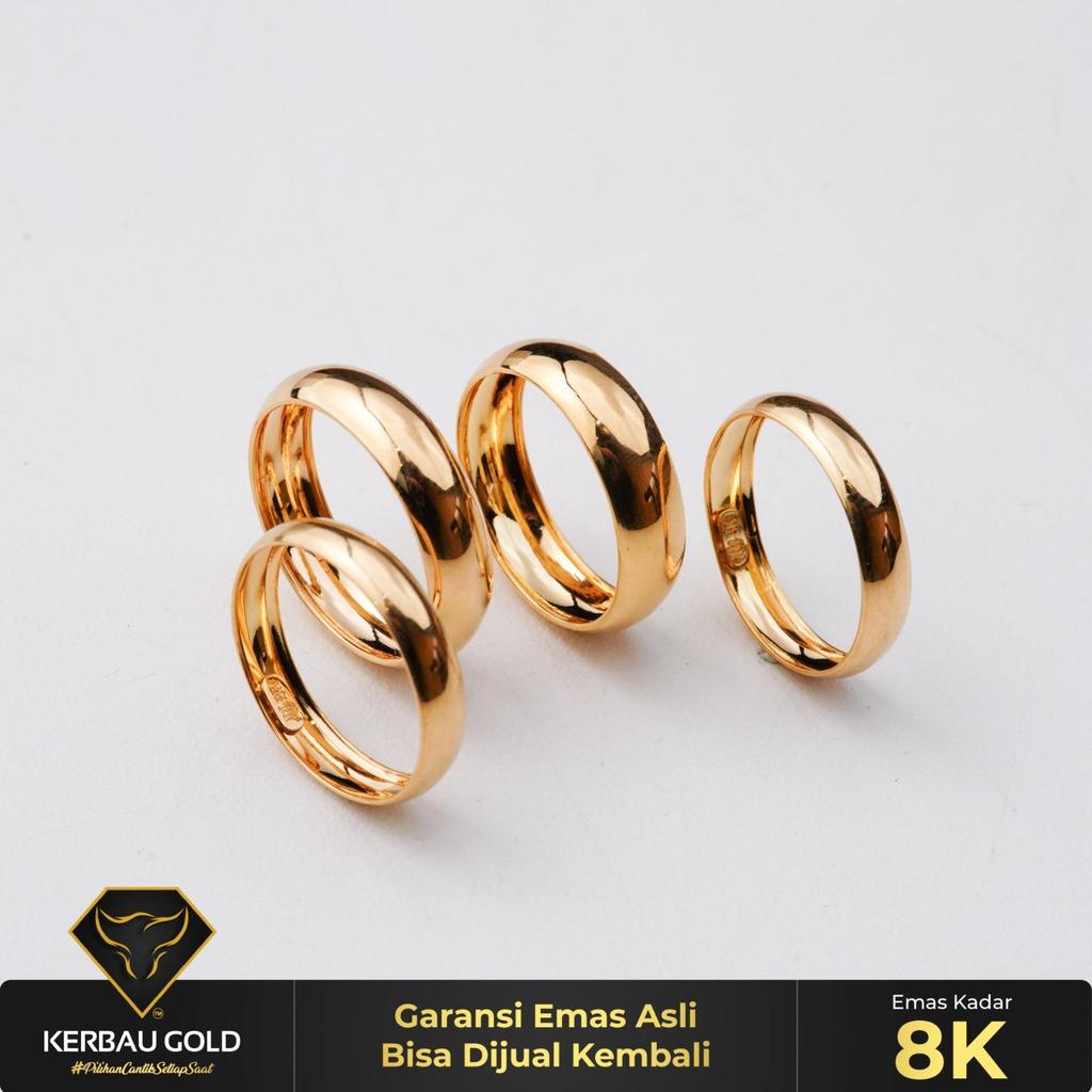 [Kerbau Gold] Cincin Emas Bangkok Basic 8K - Emas Asli 100%
