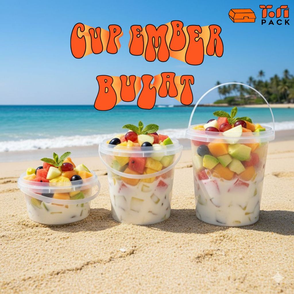 Cup Ember PP Bulat 500 ml 750 ml 1000 ml + Tutup Cup Salad Es Buah Yoghurt