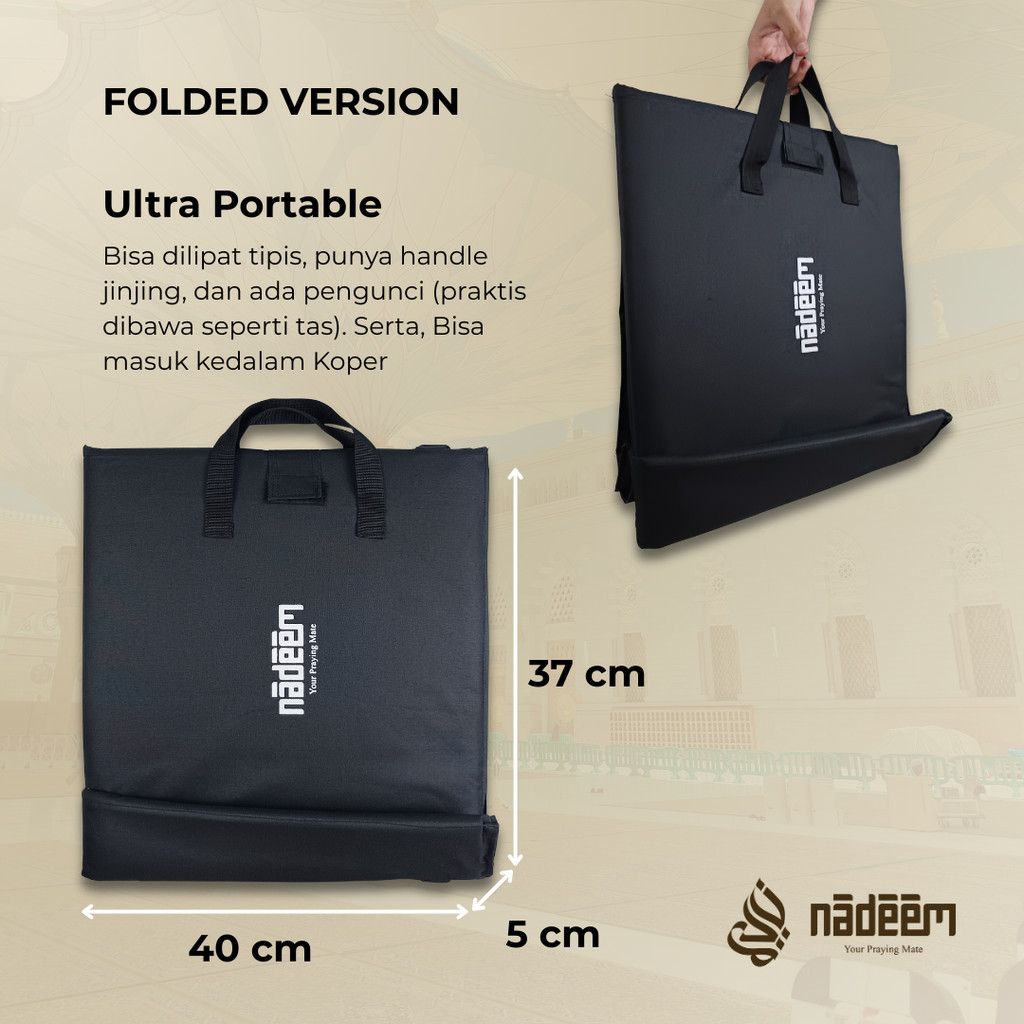 Armeena - Qashwa Sajadah Lipat Kursi Lesehan Portable Premium | Sajadah Sandaran Punggung Itikaf Emp