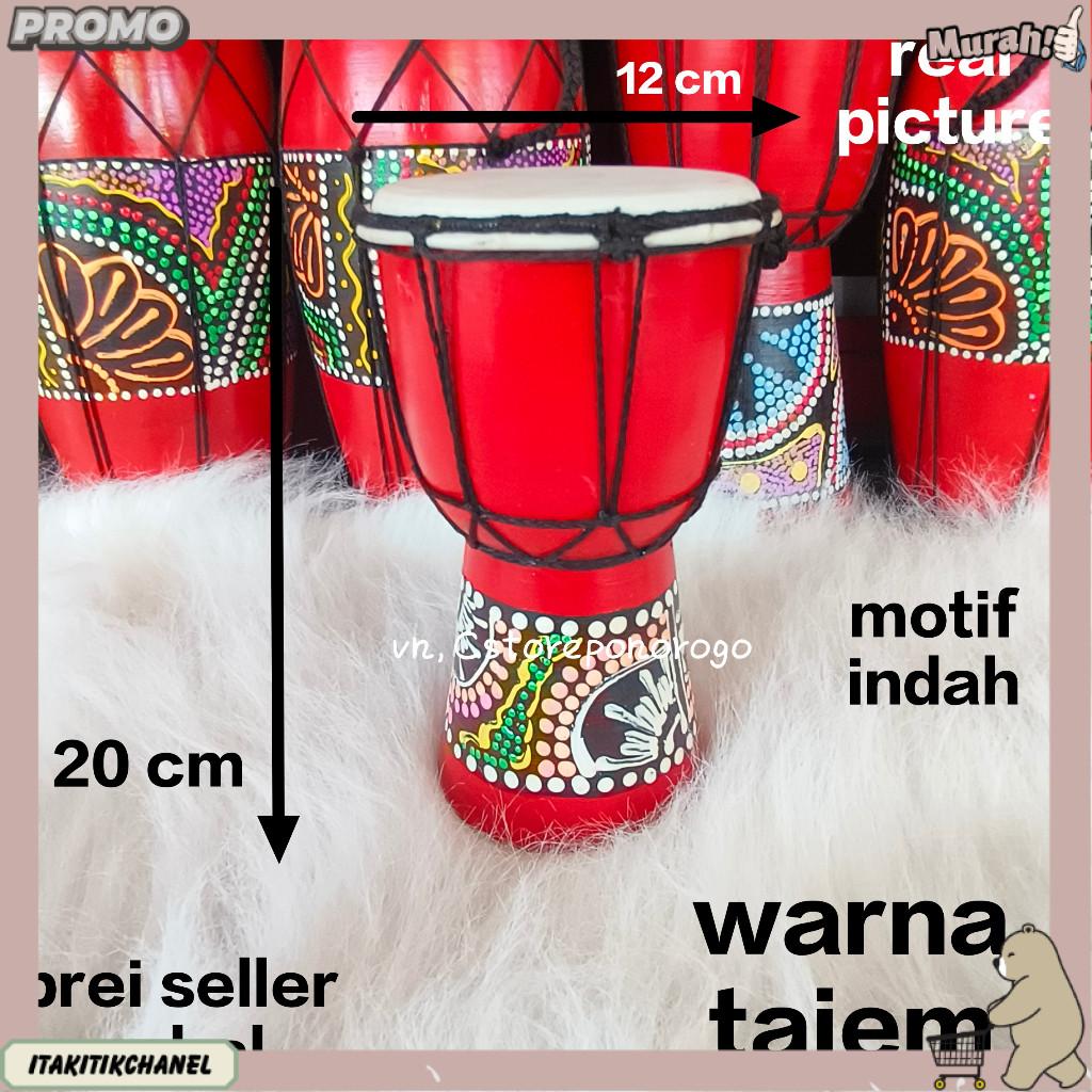 JIMBE 20 CM / kendang jimbe / kendang jawa / kendang reog / ketipung / alat musik / barongan / pecut