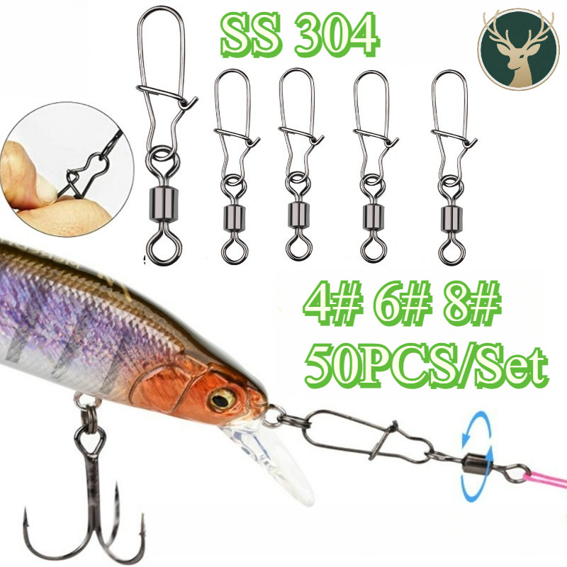 50PCS/Set 4# 6# 8# Swivel Pancing Snap Kili Kili Snap Swivel Pancing/ Stainless Steel Fishing Gear/ 