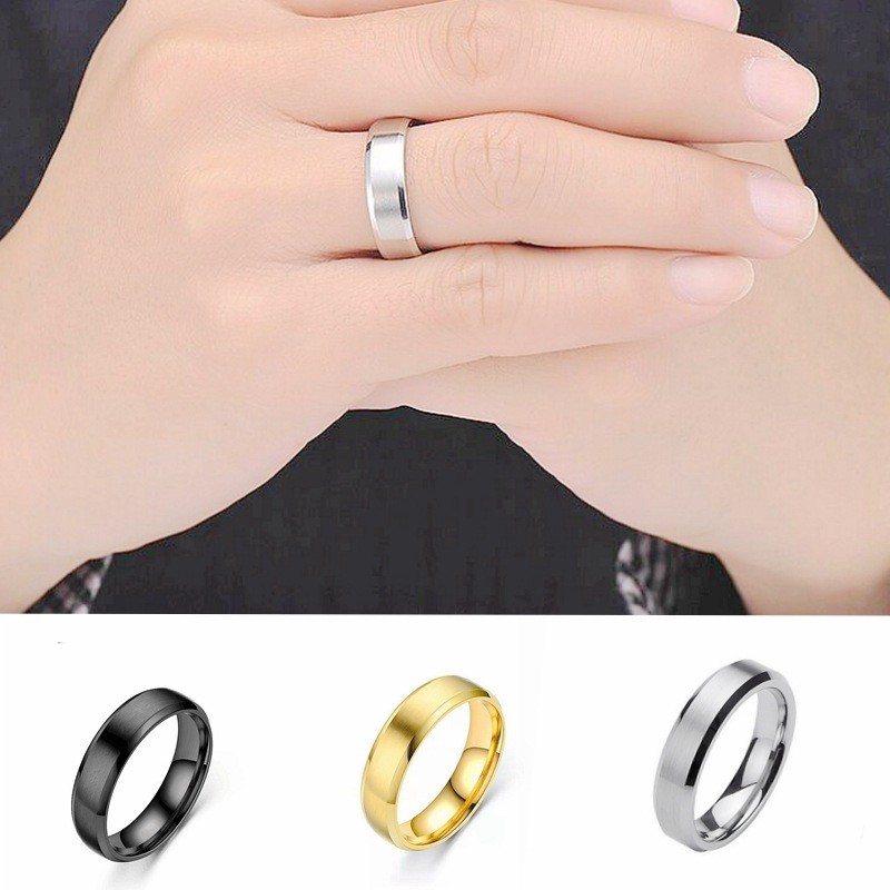 Titanium steel matte ring pria, cincin polos pasangan cincin tangan wanita perhiasan grosir
