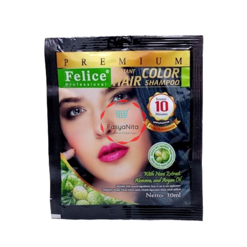 Felice Shampoo Color Black instant hair color shampoo 30ml - Fasyanita Online Fresh Mart Denpasar