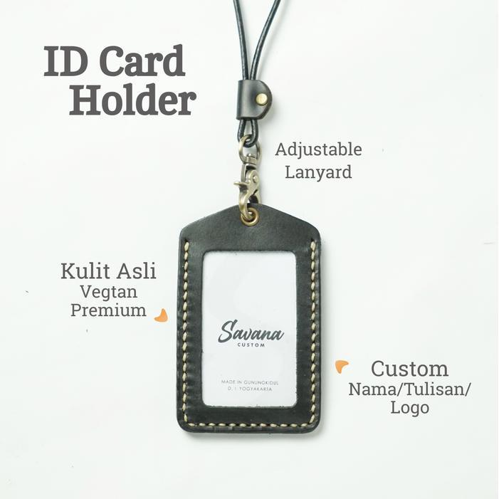 PLAN & WORK ID Card / Name Tag Holder / Dompet Id Card Kulit - ICHV2 -HITAM - POLOS