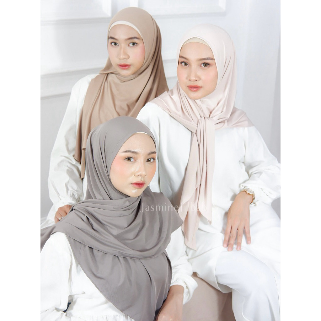 Jasmine Jilbab-40 WARNA LENGKAP Hijab Segitiga Instan JERSEY Premium