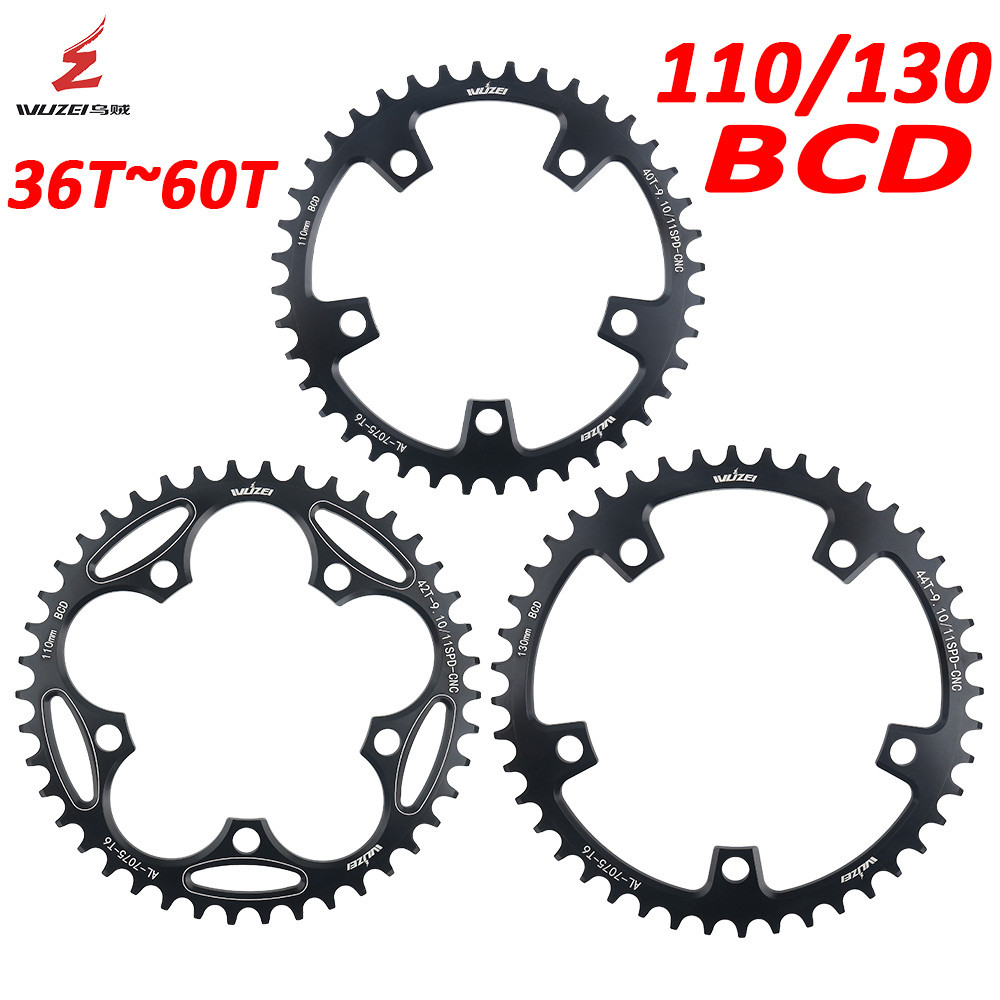 WUZEI 110 130 BCD Chainring 36T 38T 40T 42T 46T 50T Narrow Wide Star Crown Sepeda Jalan 5 Baut untuk