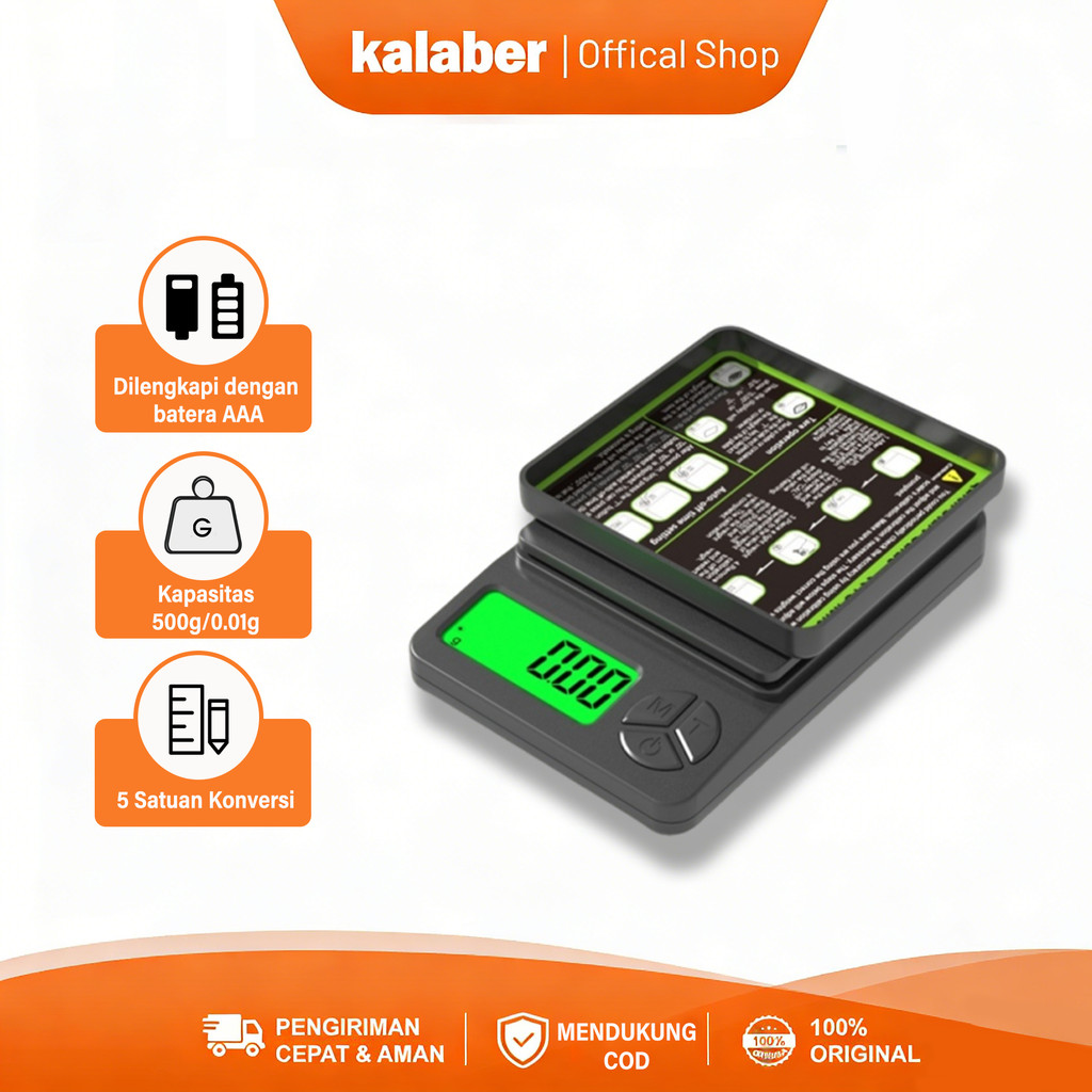 Kalaber Timbangan Elektronik Mini Serbaguna 500 gram / Timbangan Perhiasan / Timbangan Saku