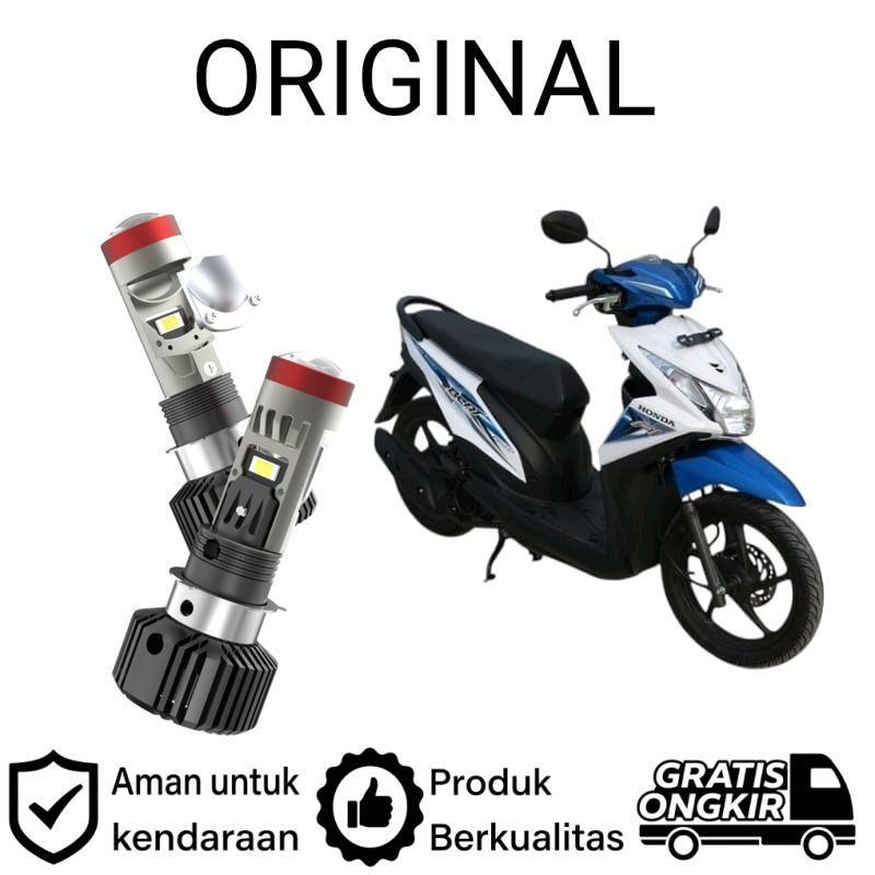 AM 1pcs Lampu depan LED H6 BiLED High power Kipas motor Honda Beat FI 2014 2016