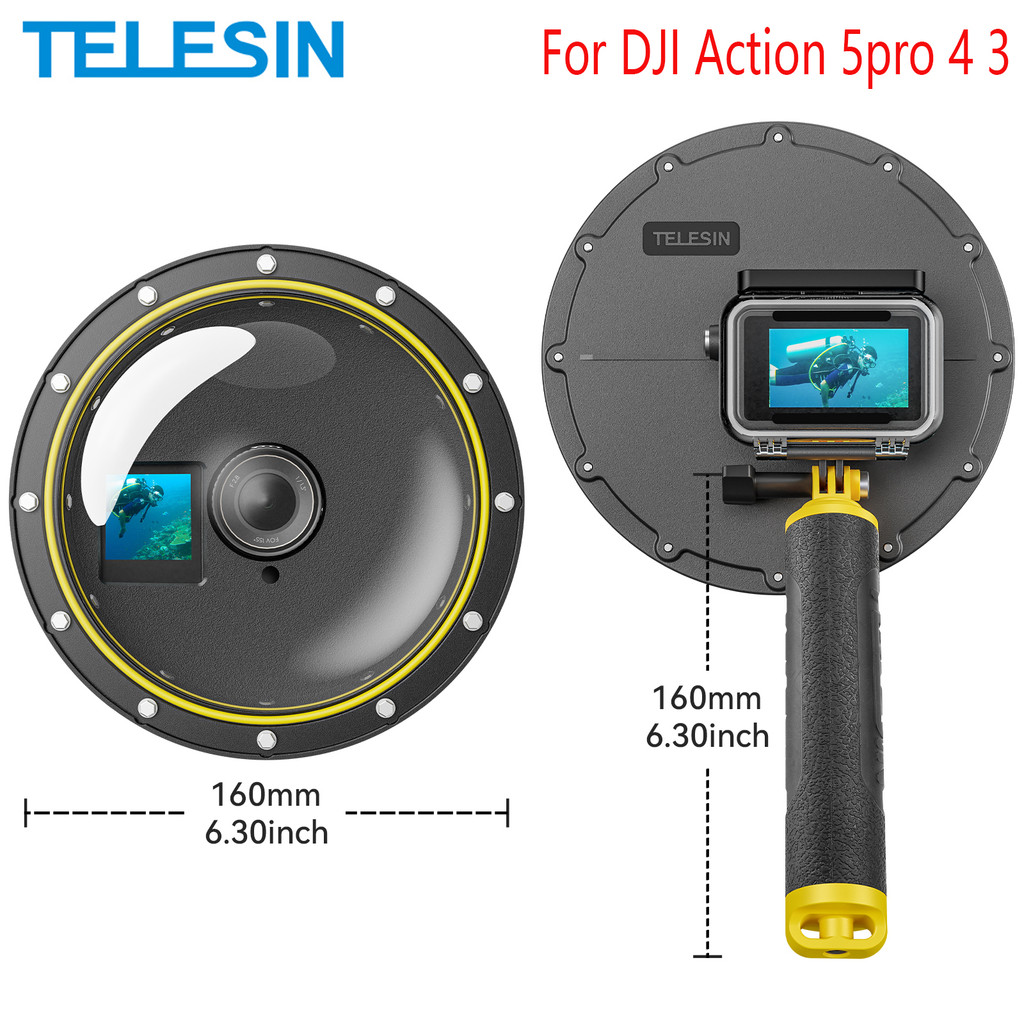 TELESIN Dome Port DJI OSMO 5 Pro 4 3 Waterproof Housing Case + Floating Handle Grip Bobber for DJI O