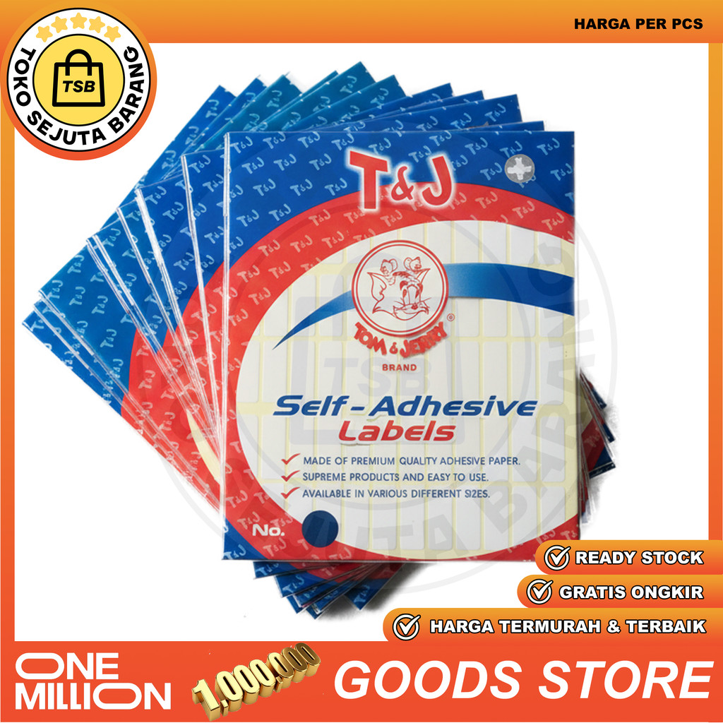 T & J No 123 Label Undangan Stiker Nama Tj Tom Jerry Isi 10 Lembar Alat Perlengkapan Peralatan Stati
