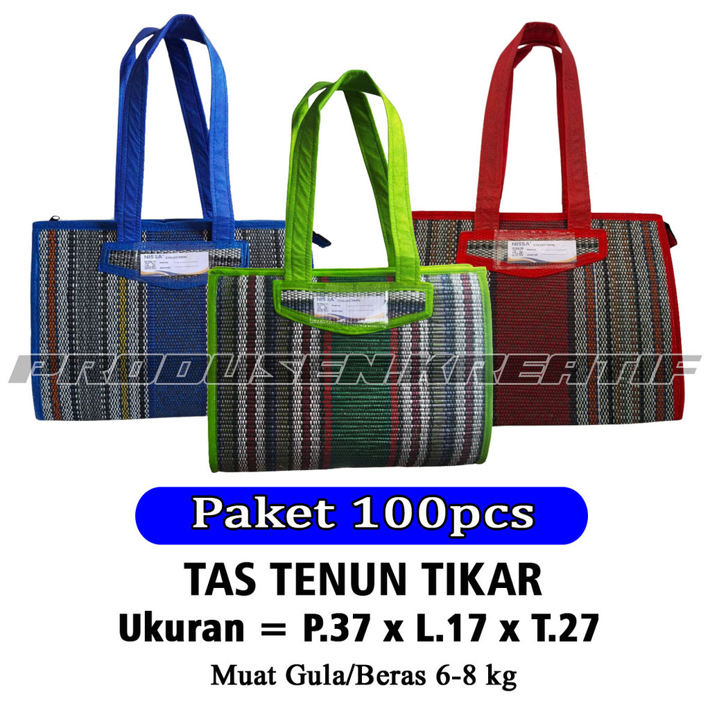 Paket 100pcs Tas Souvenir Umroh Haji / Tas Tenun Tikar Sedang Muat Gula 6-8kg / Tas Kondangan / Ukur