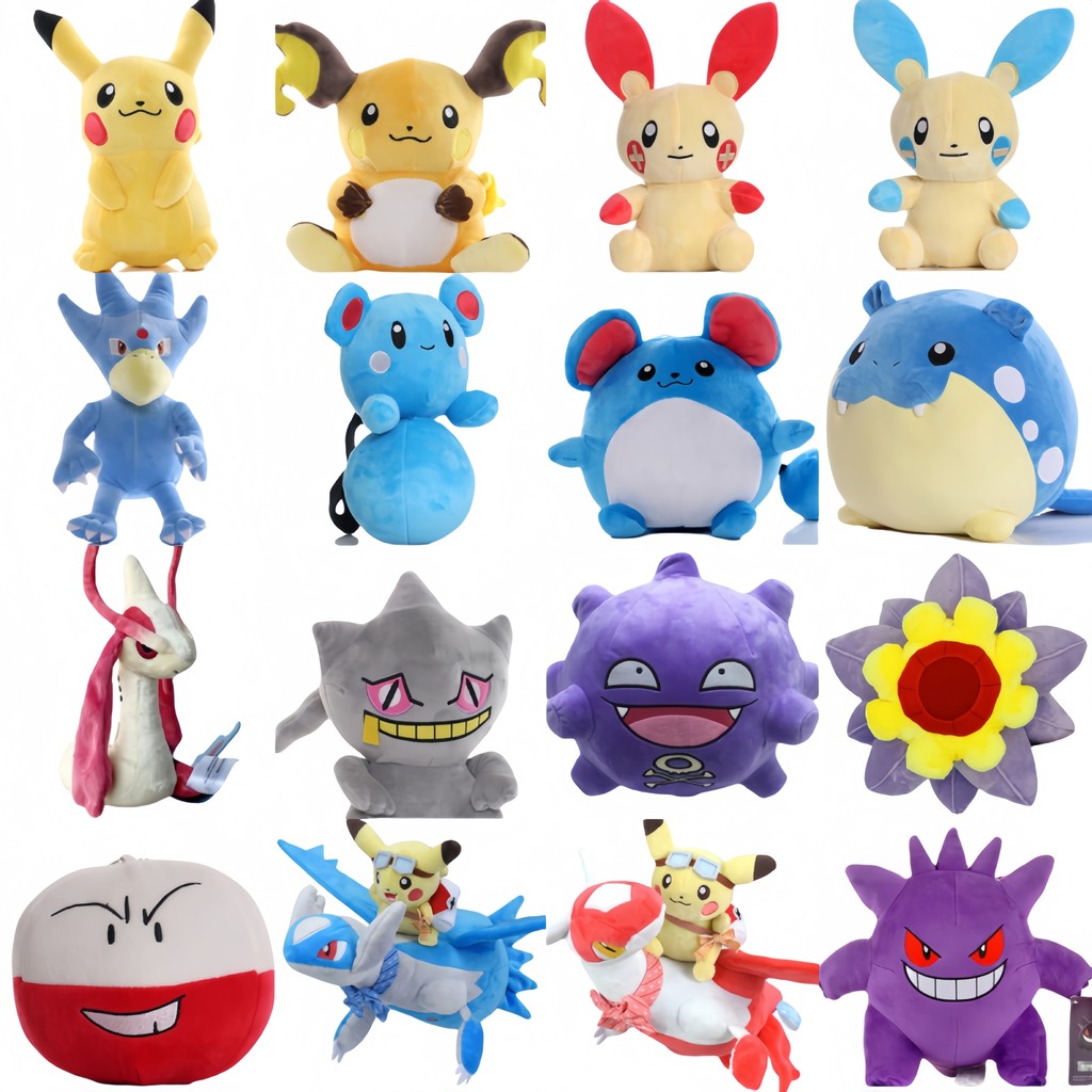 Pokemon Gengar Starmie Koffing Plushies Doll Pikachu Plusle Minun Milotic Spheal Marill Latias Banet