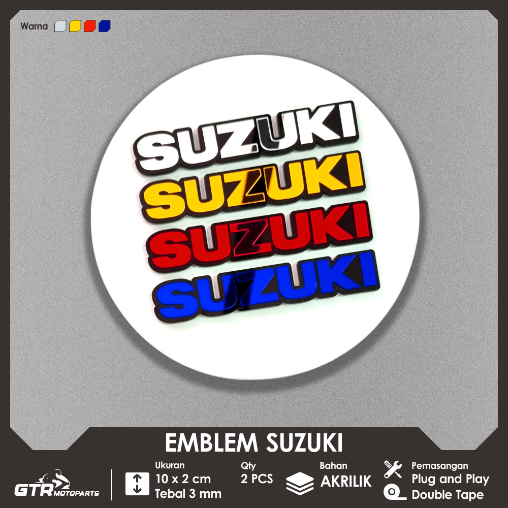 Emblem Akrilik Motor  Emblem Suzuki 2 PCS Logo Suzuki Timbul 3D Aksesoris Motor Suzuki CP