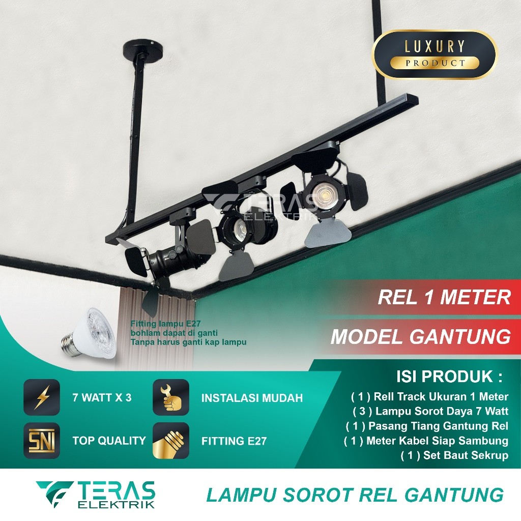 Paket lampu sorot rel 7 Watt isi 3 model mini studio tracklight studio