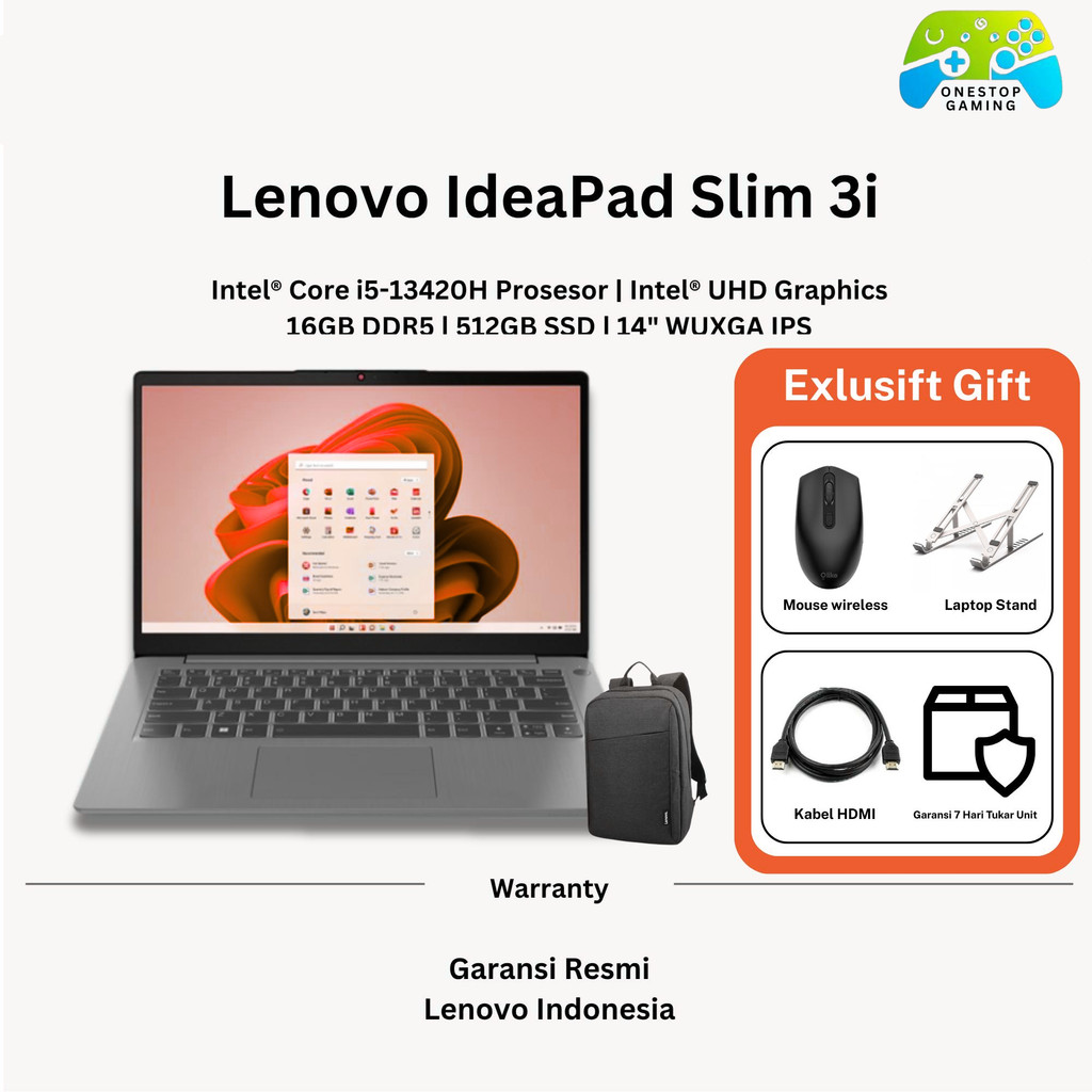 Lenovo IdeaPad Slim 3i i5-13420H RAM 16GB 512GB SSD 14" FHD IPS W11