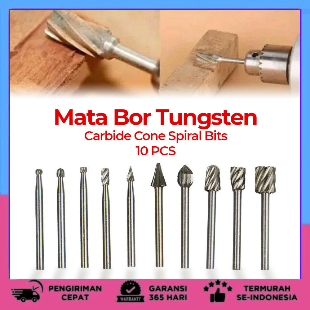 Mata Bor Tungsten Carbide Cone Spiral Bits 10 PCS Mata Bor Tungsten Carbide Cone Spiral Bits