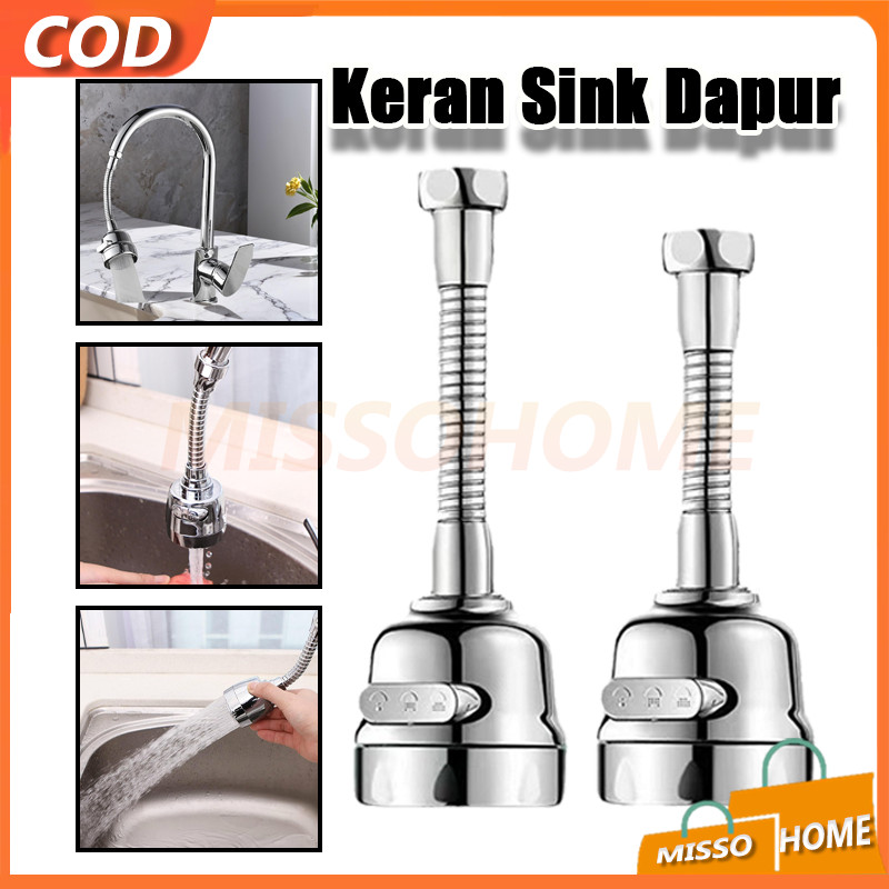 Sambungan Keran Kran Air Panjang Silver/Sambungan Kran Air Fleksibel Putar Keran/Aerator Kepala Kera