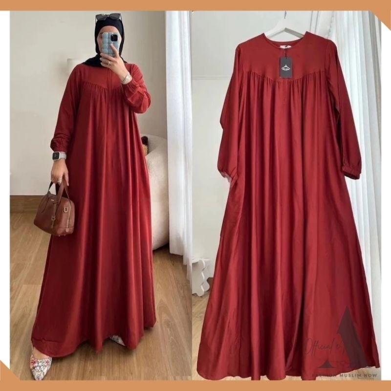 Dress Muslim / Abaya Polos / Gamis Crinkle Airflow Polos / Gamis Busui Resleting Depan