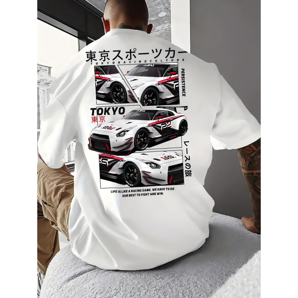 [Kaos Streetwear Hip-Hop] Bahan Ringan dan Bernapas Kaos Streetwear Hip-Hop Pria - Putih