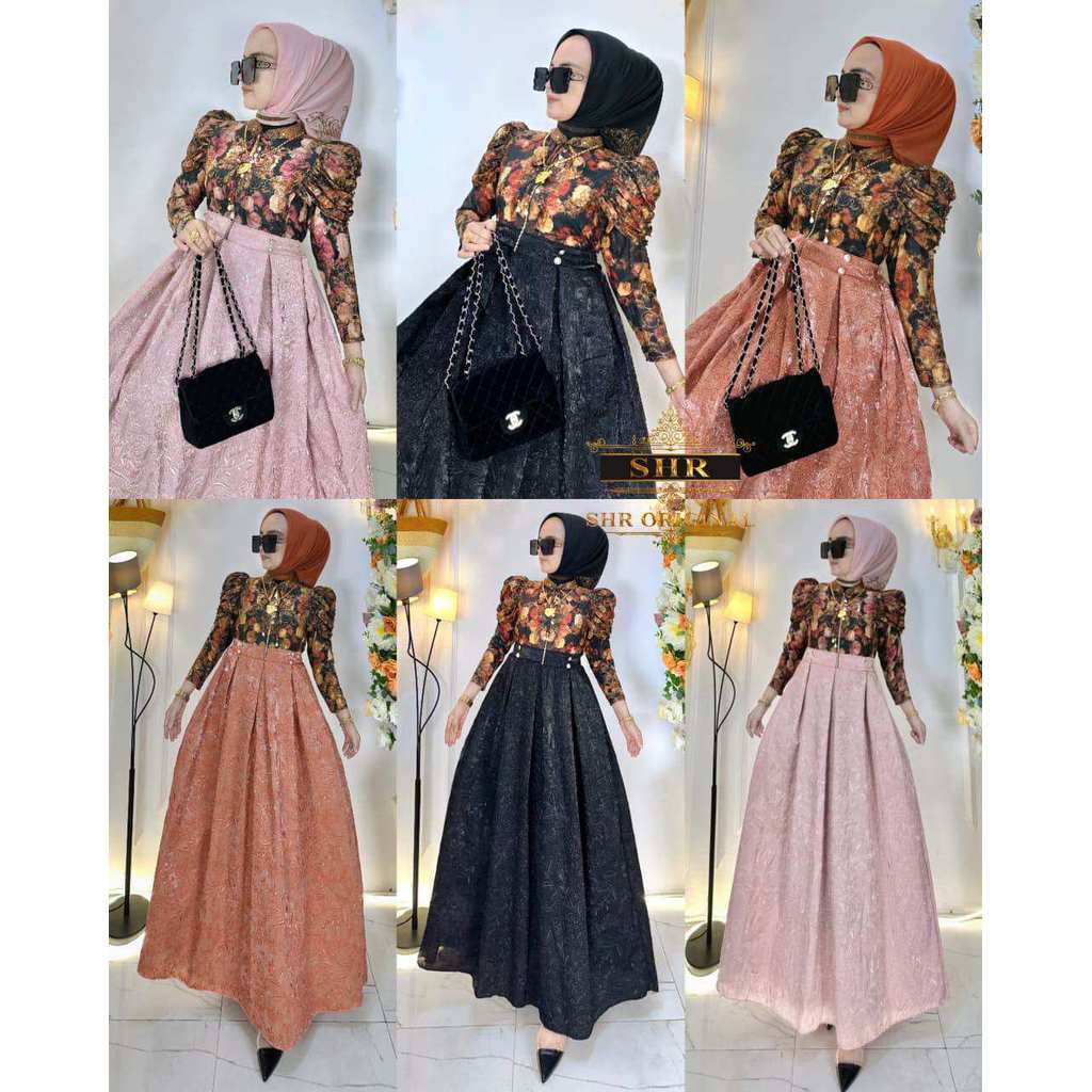 READY MIDI SHR//MIDI SEMII GAMIS BORDIR SHR//BISA COD