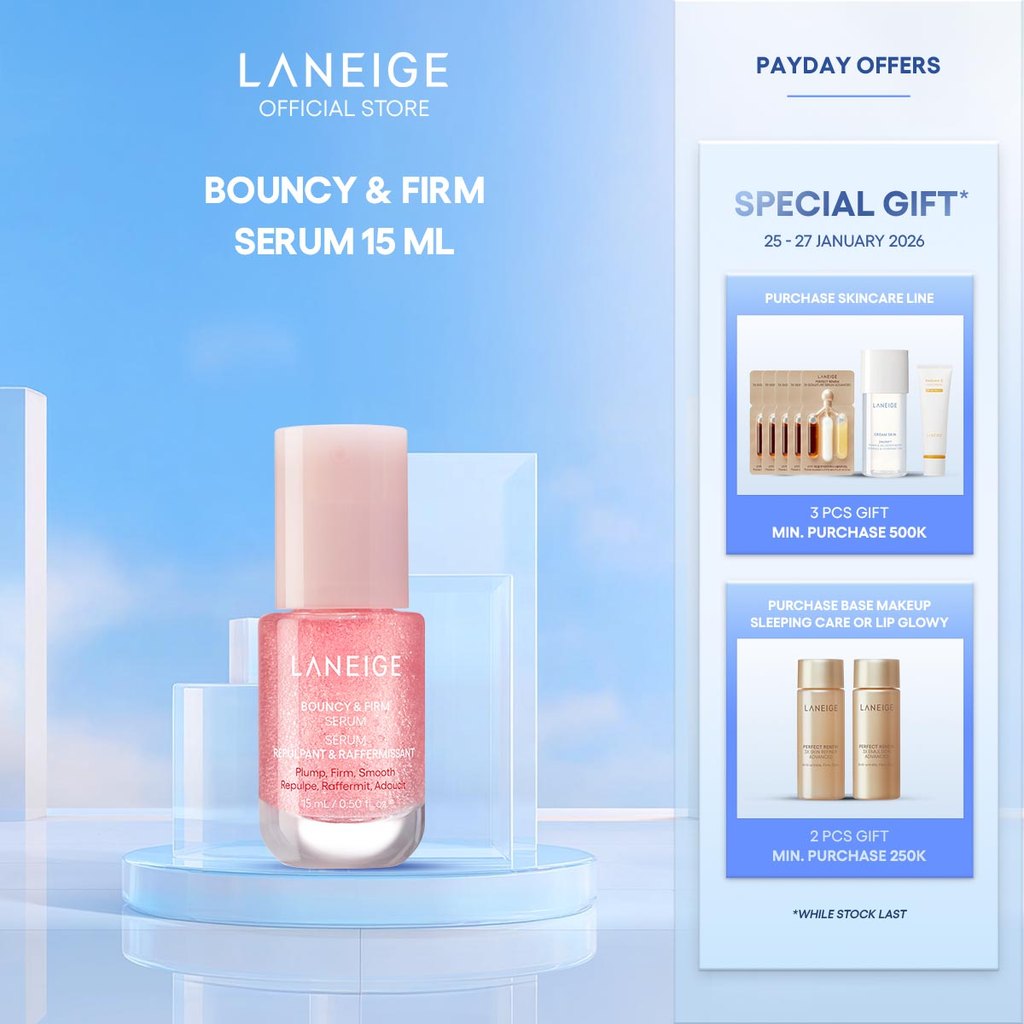 LANEIGE Bouncy & Firm Serum 15 mL - Slow-Aging Serum, Serum Wajah, Kulit Kenyal & Kencang