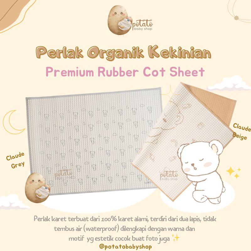 Bebeours Natural Rubber Air-Filled Baby Cot Sheet - Perlak Karet