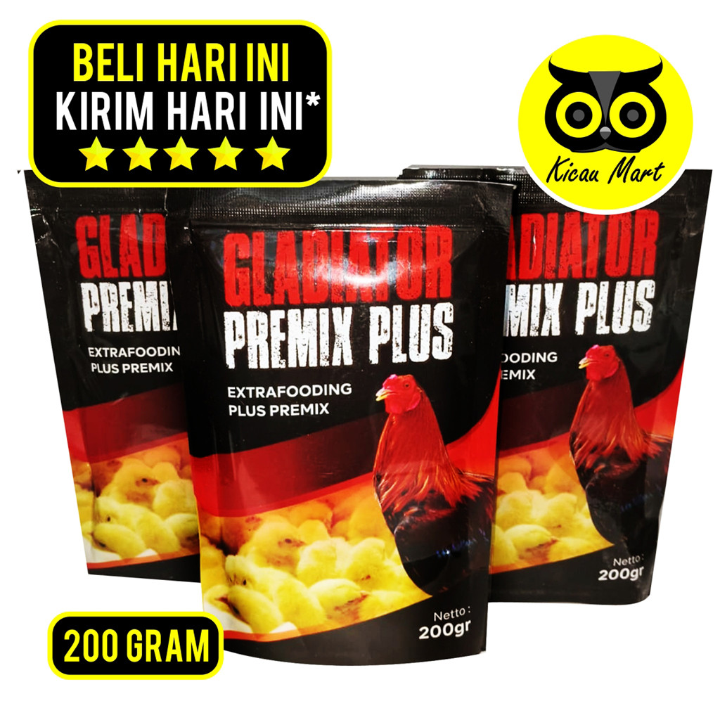 KICAU MART Gladiator Premix Plus Premium 200 Gr Pakan Ayam Laga Jago Bangkok Jamu Obat Vitamin Suple
