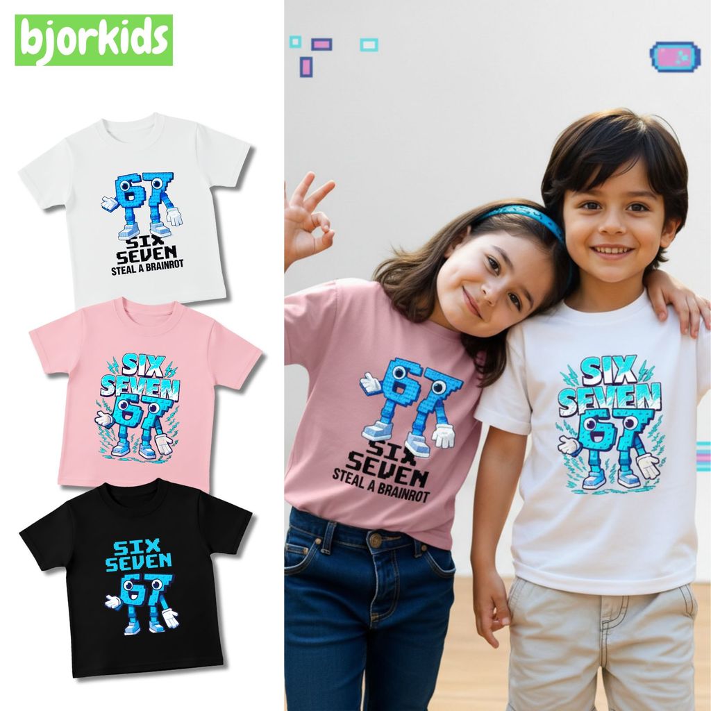 Baju Kaos Bayi Anak Laki-Laki 67 Brainrot – “Anomali Six Seven” Steal The Brainrot | Katun 30s