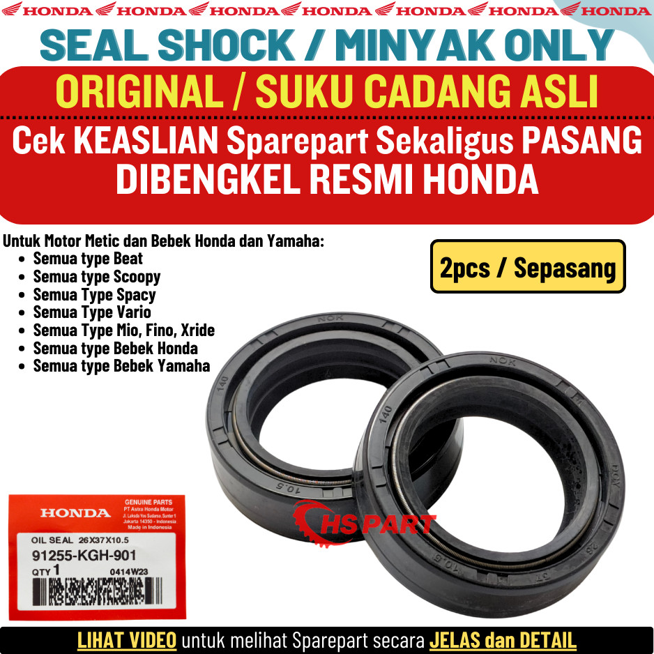 Seal Sil Shock Depan Beat Scoopy Spacy Vario 110 Fi Karbu Original 100%