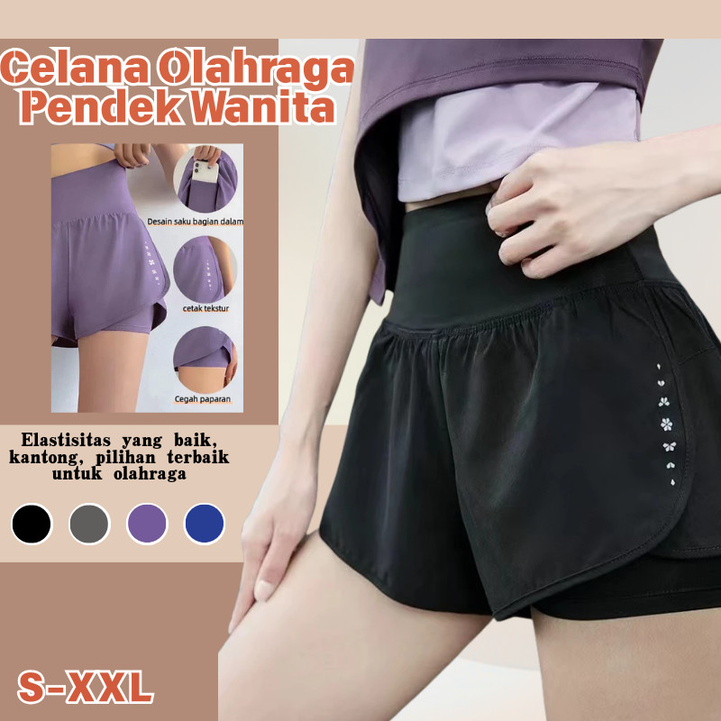 Celana Olahraga Pendek Wanita Legging Traning Sport Wanita Baju Senam Gym Fitness Yoga C0010G4