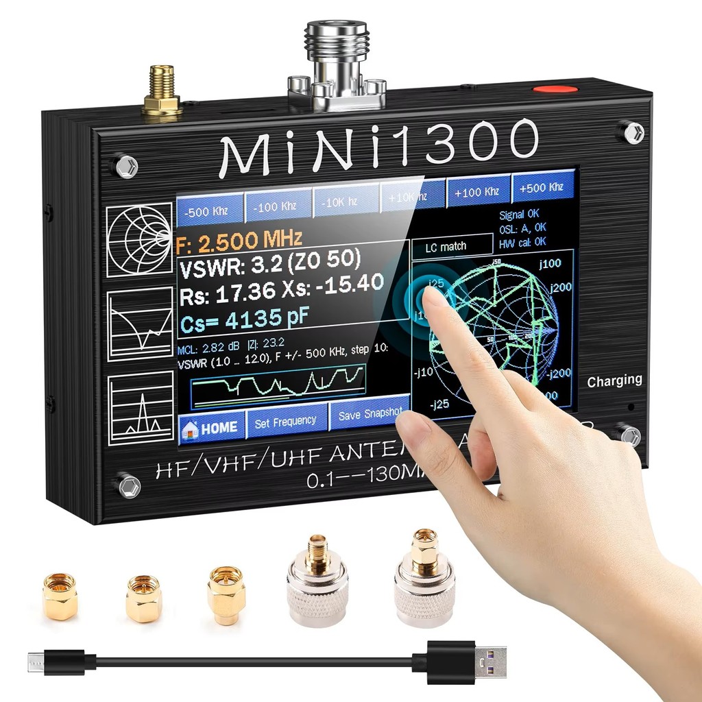 Network Analyzer Upgraded Mini 1300 Antenna Analyzer 0.1-1300MHz HF VHF UHF Antenna Analyzer with SM